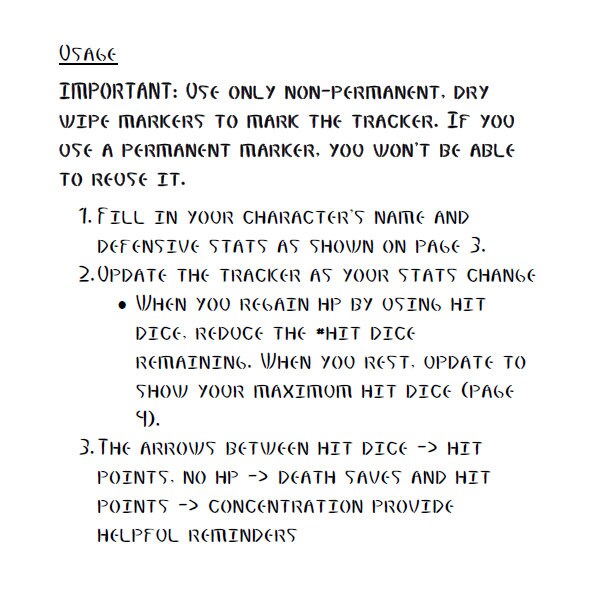 Dnd 5E Defenses Tracker Print at Home, Armor Class, Hit Points, Hit