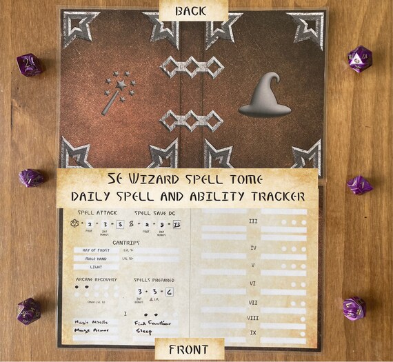 Dnd 5E Wizard Spell Tome Wizard Spell and Ability Tracker UK Etsy