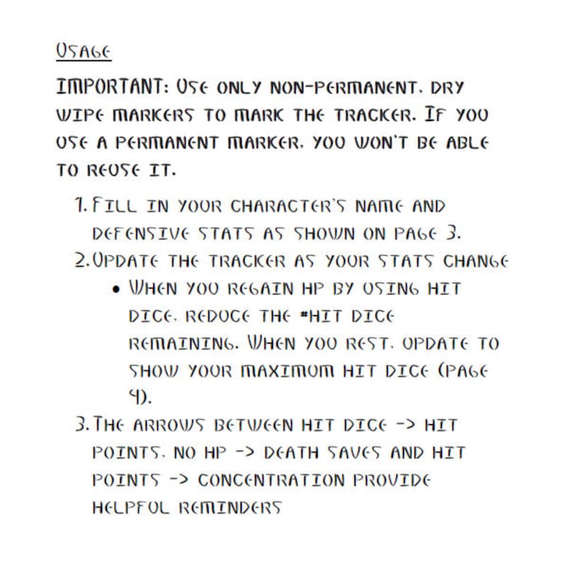 Dnd 5E Defenses Tracker Armor Class Hit Points Hit Dice Etsy Canada