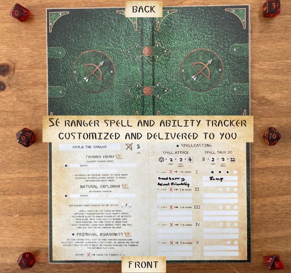 Dnd 5E Ranger Spell & Ability Tracker Wilderness Survival Guide UK