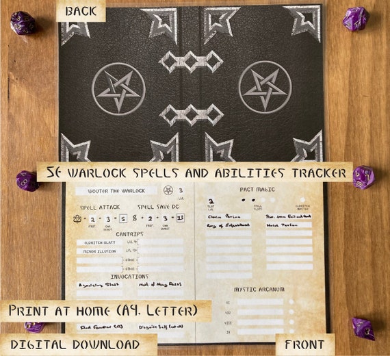 Dnd 5E Warlock Spell Tome Warlock Spell and Ability Tracker Etsy Israel