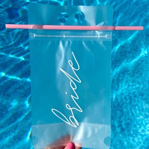 Personalized Bachelorette Party Drink Pouches with Heart shaped Straw Bridesmaid Party Favor