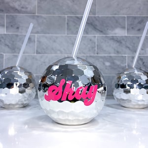 Bicchieri da discoteca personalizzati Last Disco Bomboniere personalizzate per feste di addio al nubilato con cannuccia e coperchio