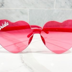 Heart Sunglasses Pink Personalized Custom Bachelorette Party Glasses Party Favor