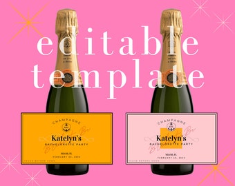 DIGITAL DOWNLOAD MINI Editable Champagne Label Custom Bachelorette Party Favor Personalized Bridal Shower Gift Wine Label