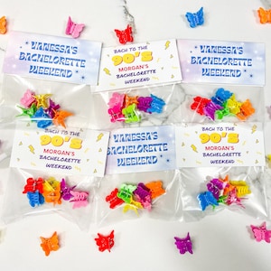 Personalized Butterfly Clips 90s Y2K 2000s Themed Bachelorette Party Welcome Bag Gift Theme Night