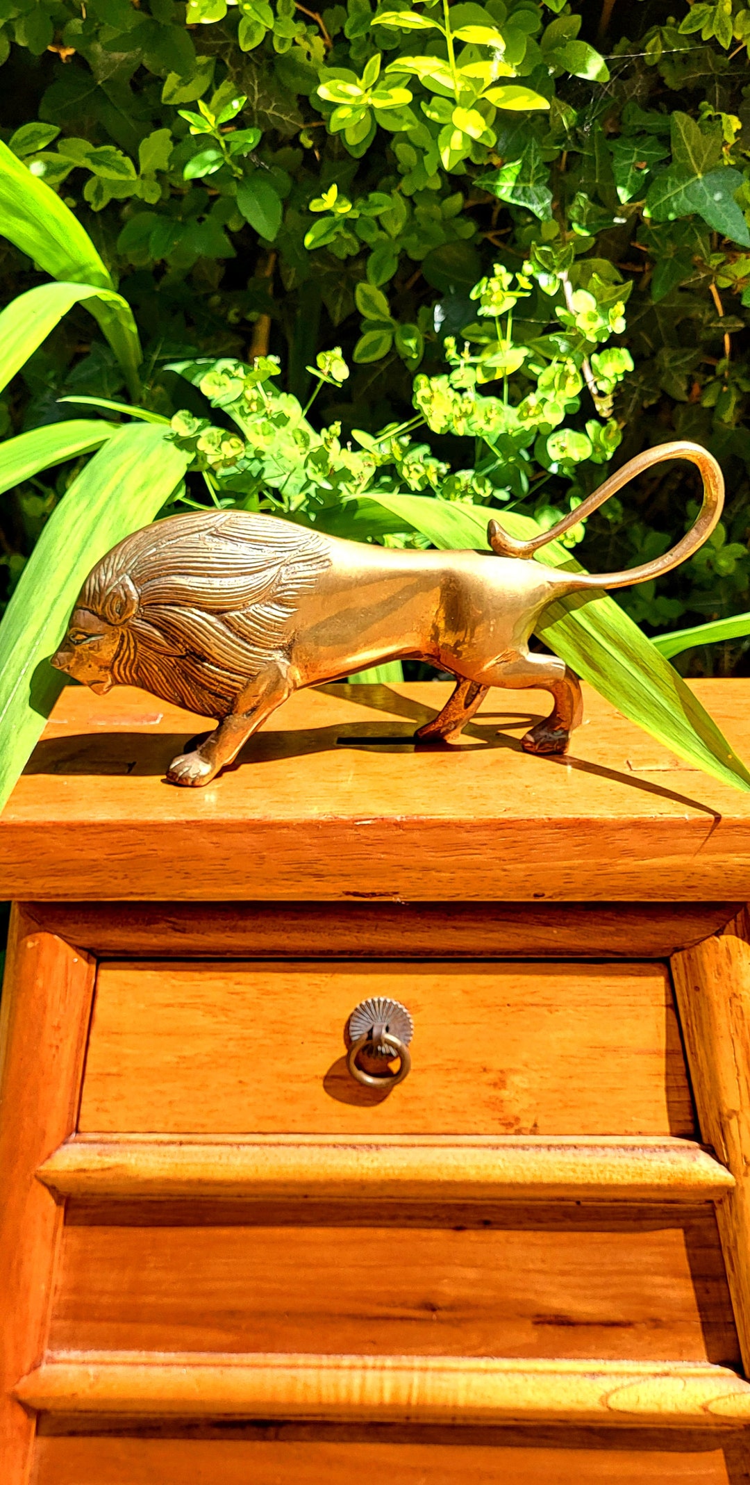 Vintage Solid Brass Lion Figurine / Sculpture / Statue / Paperweight ...