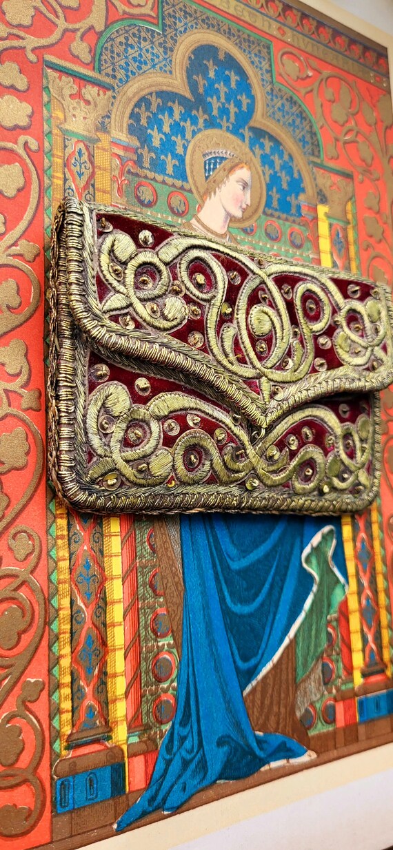 Antique reticule Embroidered Needlework purse 17t… - image 5