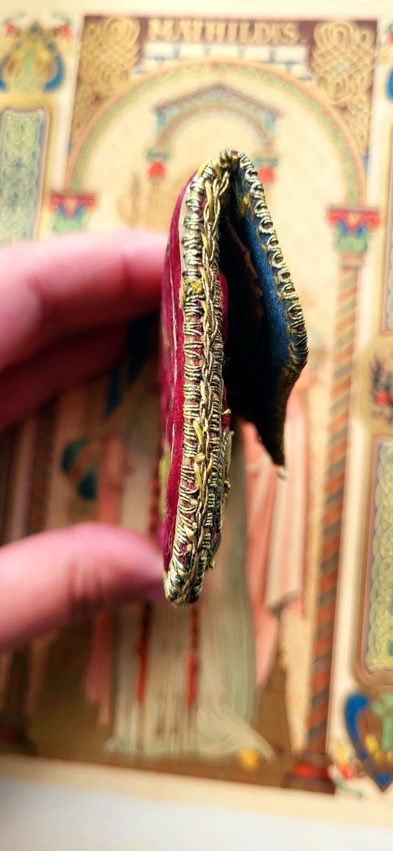 Antique reticule Embroidered Needlework purse 17t… - image 6