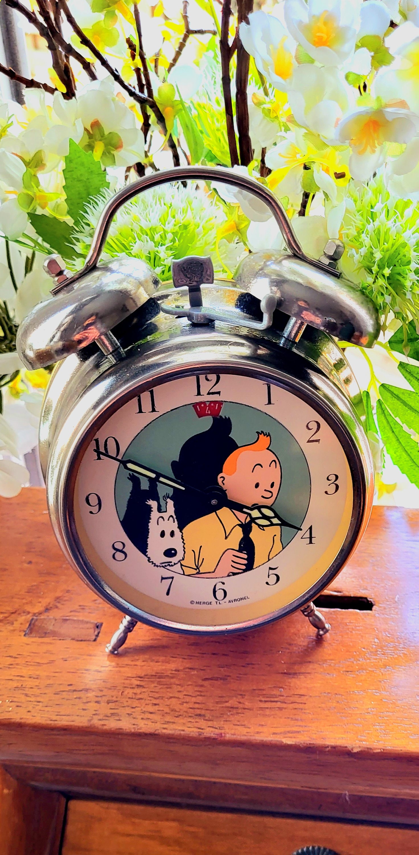 Vintage Tintin Alarm Clock: Retro Wind up Bedside Clock, Made in