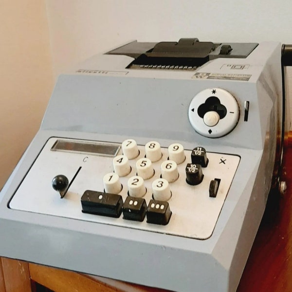 Vintage Olivetti Italy Summa Prima 20 Metal Calculator Hand Cranked Retro Office Equipment