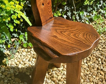 Stool Hand Carved Birthing Chair Wanderwood Solid Three Legged Elm Wood Milking Accessory Vintage Plant Pot Display Stand Tripod Stool