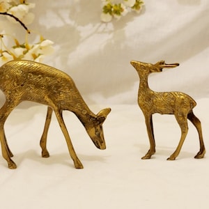 Vintage Brass Deer Figurines: Mid Century Christmas Decor