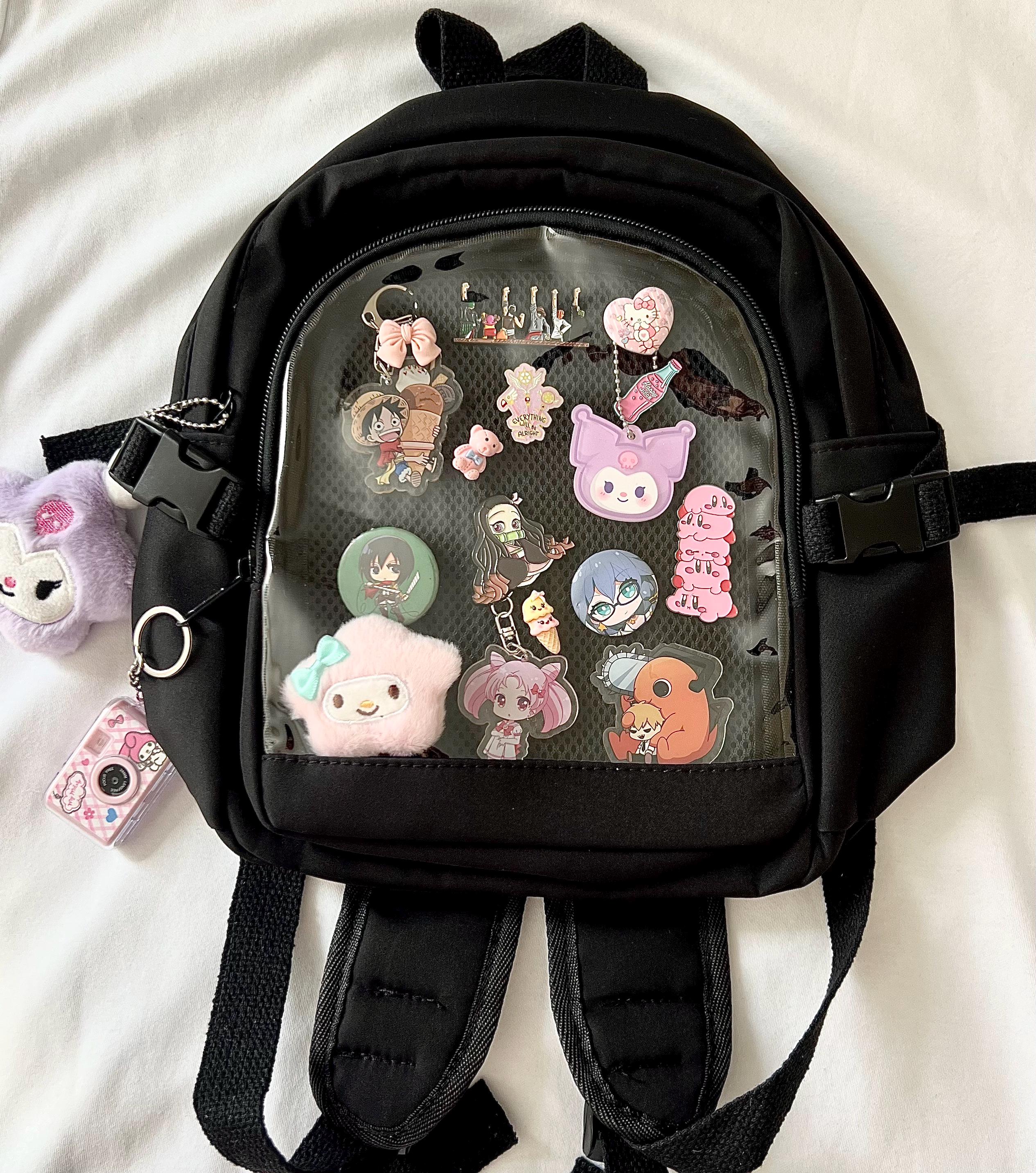 Kumori Cute Black and Pink Backpack with Keychain and charger Amazon.com | AI ACCESSORY INNOVATIONS Hello Kitty Kuromi  main image 4