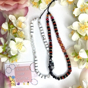 Pair of phone charms straps lanyard demon angel beaded