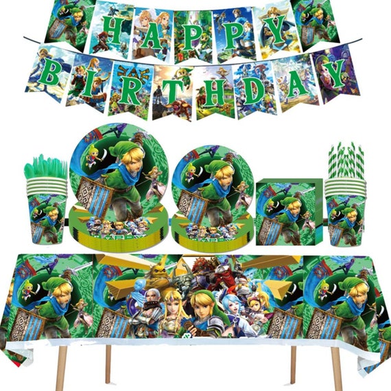 The Legend of Zelda Party Tableware Birthday Supplies Disposable Dinnerware  Paper Cups Napkins Breath of the Wild Game Candy Box Backdrop 