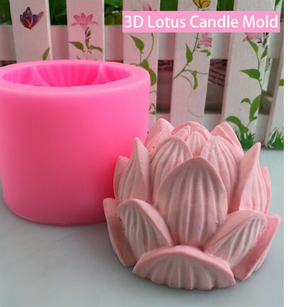 Moule en silicone pour bougie lotus 3D fait main bricolage lotus plâtre décoration savon bougie moule moule à fondant UK