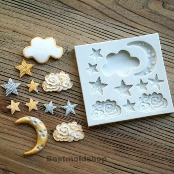 Star Moon Silicone Mould Cake Chocolate Decorating Baking Crafts Fondant Mold