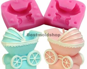 Baby Stroller Silicone Mould Fondant Baby Show Cake Chocolate Sugarcraft Mold 3D UK