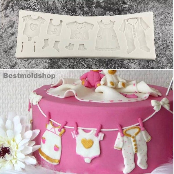 VÊTEMENTS DE BÉBÉ Moule en silicone pour décoration de gâteau et bonbons au chocolat Moule pour baby shower Royaume-Uni