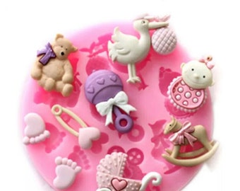 Baby Shower Silicone Fondant Mould Baking Cake Decor Sugar Craft Chocolate Mold UK