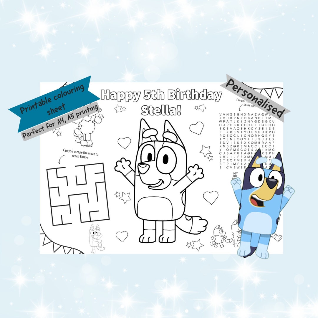 Bluey Colouring Sheet. Personalised Bluey Coloring Pages - Etsy Canada