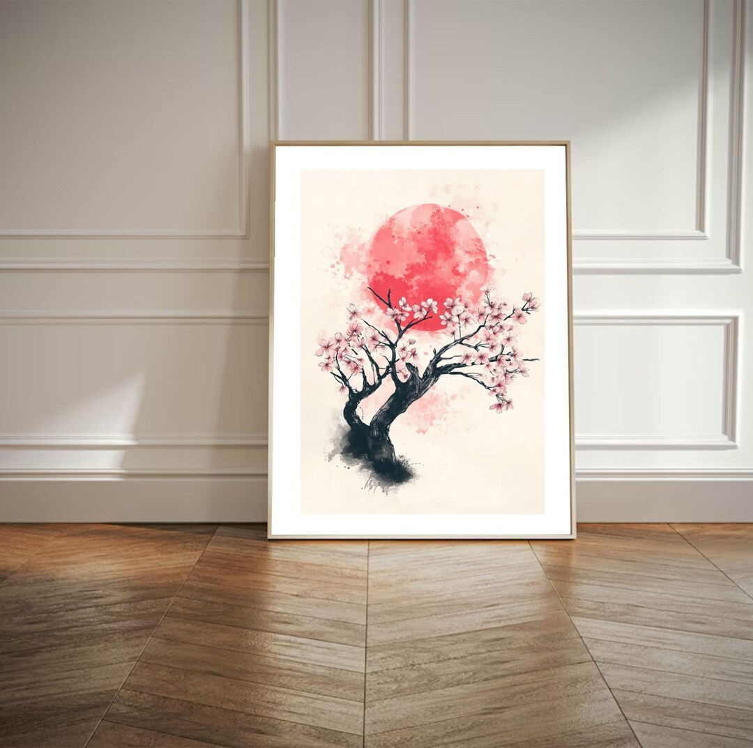 Pink Cherry Blossom Japanese Tree Wall Art Print Printed Art Framed or ...
