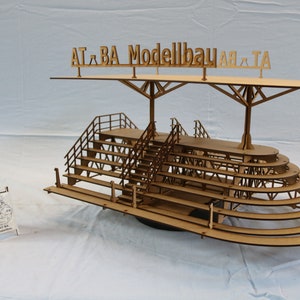 Grandstand hairpin bend wooden house, model house (kit), Wooden house, model house, kit, decoration Grandstand model building Carrera Slotcar
