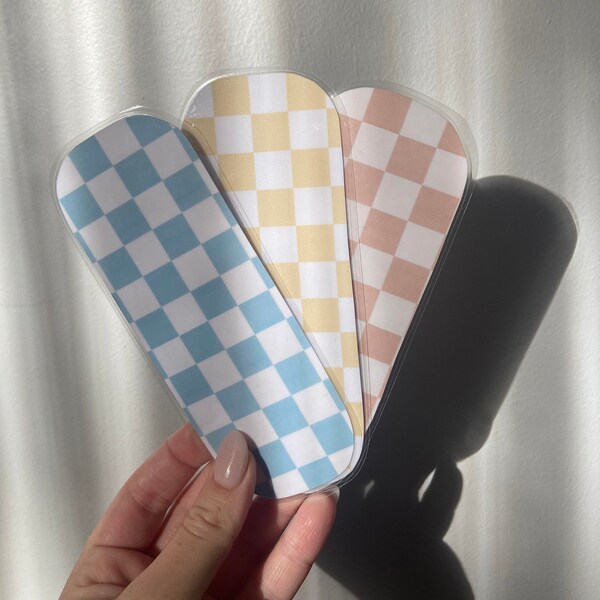 CUTE BOOKMARKS, Checkered Bookmarks, Hand Designed, Laminated, Custom Bookmarks, Bookmark Set or Individual