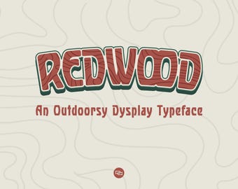 Redwood Vintage Display Typeface: Rustic Art Nouveau Font