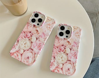 Pink Floral Tough Cases for IPhone 14 Plus, 13, 12, 11, XR, XS & Samsung S23, S22, S21, S10 Plus Pixel Pro Aesthetic Lifestyle