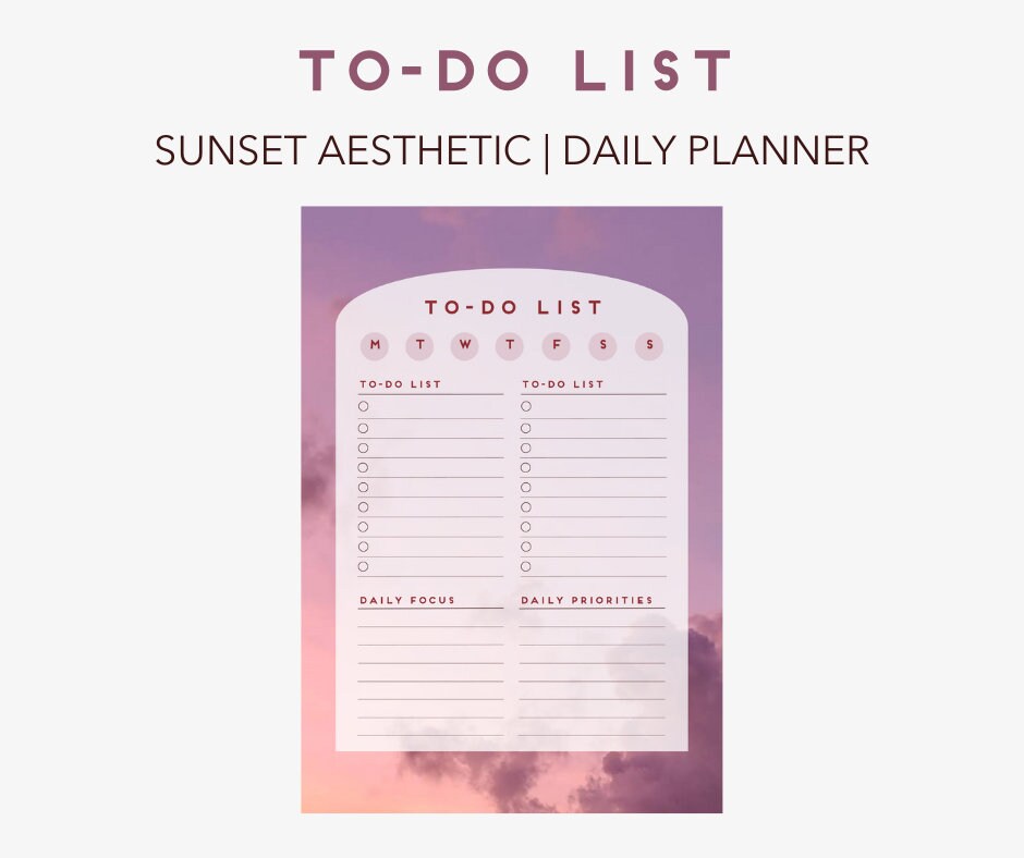 Sunset Aesthetic Printable To-do List, Life Planner to Do List ...