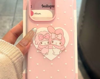 Kawaii Pink My Melody Style Phone Case – Cute Heart & Bow Soft Cover for iPhone