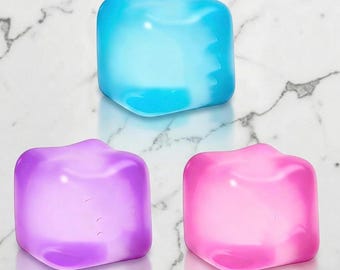 Juguete blando de cubo de hielo de cristal, cubo de gelatina brillante de crecimiento lento para aliviar el estrés, juguete sensorial antiestrés, regalo relajante Kawaii arcoíris para niños y adultos