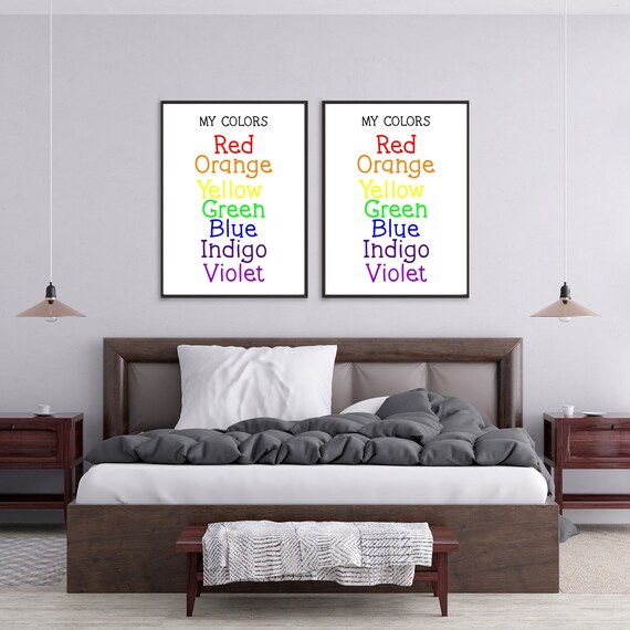 Nursery Wall Art Color Chart Prints Color Chart Prints Wall Etsy