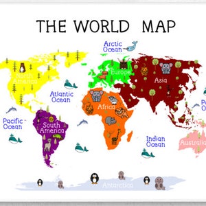 nursery wall art world map print chart world map print kids etsy