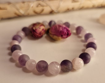 Edelstein Armband mit Amethyst & Kunzit