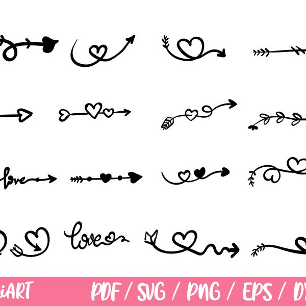 Arrow SVG cut file Bundle Arrow clipart Crossed Arrows Monogram frame Boho Tribal arrows with heart Valentine Love Silhouette Cricut Vinyl