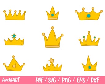 Crown svg cutting file, tiara svg, crown clipart, crown silhouette, princess crown svg, princess svg, png, crown silhouette, cricut cut file