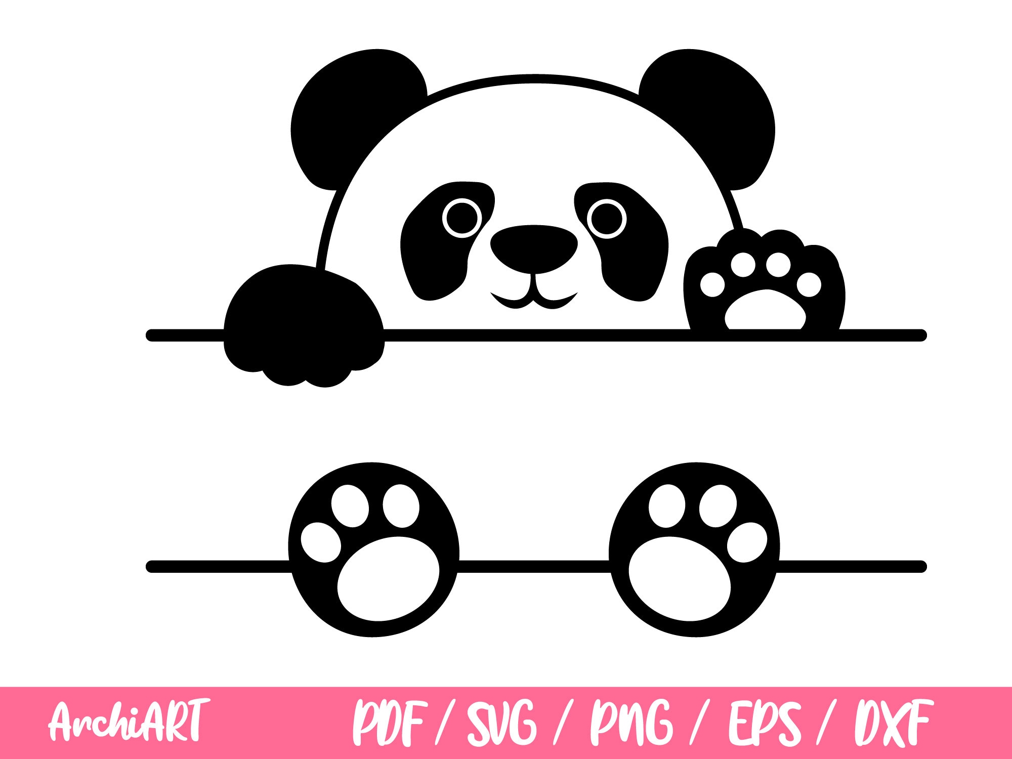 Cute baby panda layered SVG Kawaii panda cut file Cartoon panda cutting  Kids Cuttable Animal vector DXF Silhouette Cameo Cricut Vinyl Shirt
