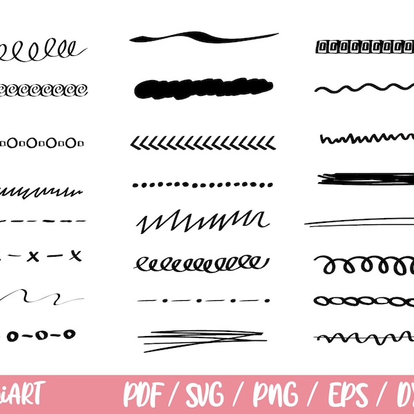 Doodle svg Bundle, hand drawn svg, Design Elements, text divider svg clipart Border svg, Hand Drawn line, sketch lines, Divider Lines