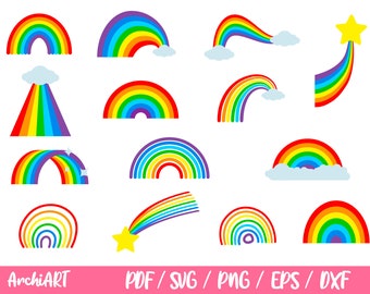 Rainbow SVG Bundle,Cloud,Weather svg,Rainbow,Cut file,Kids,Baby,PNG,Printable,Cricut,Silhouette,Commercial use, Rainbow cut file, love svg