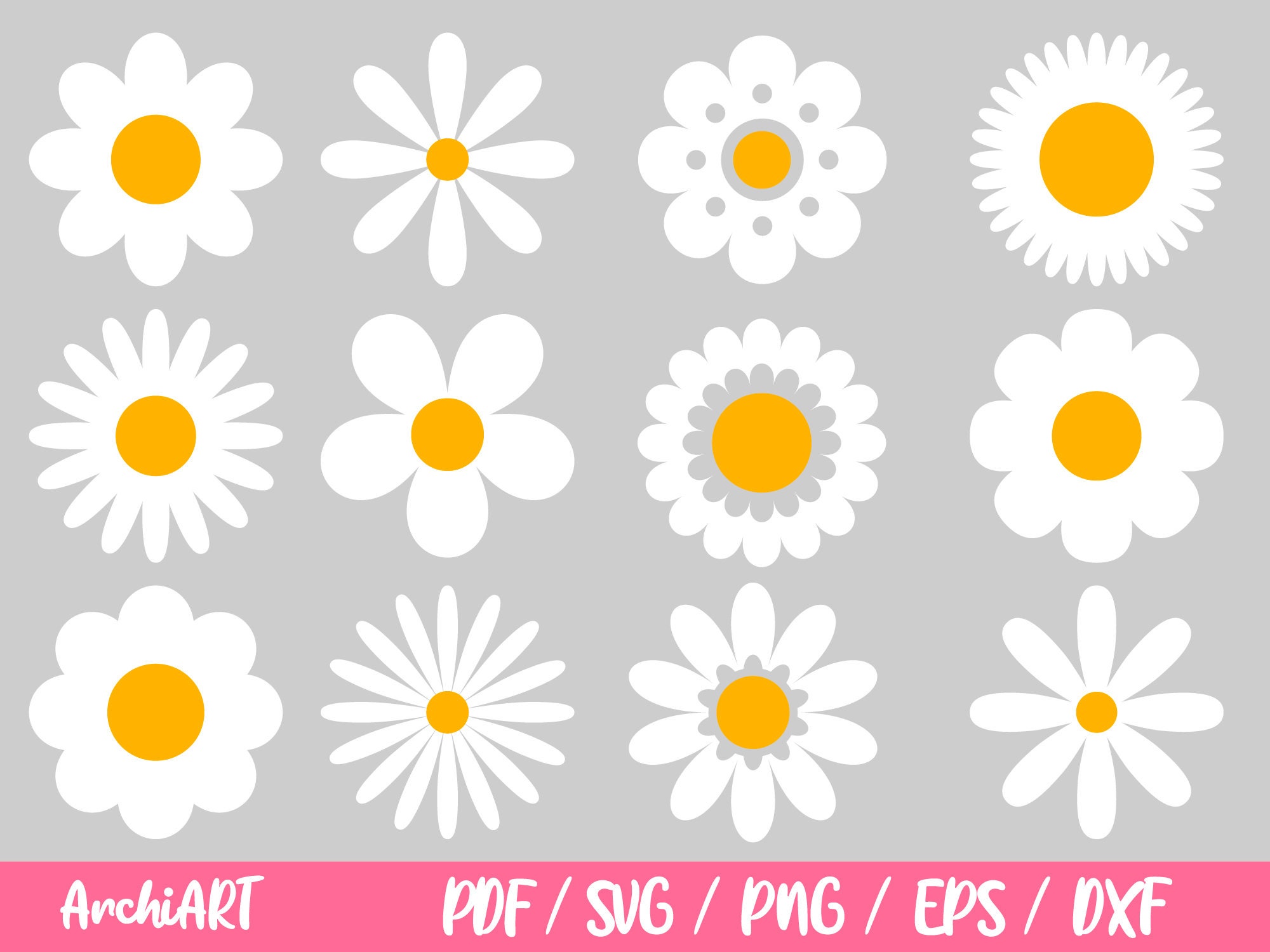 Daisy SVG PNG Flor Descargar Daisy Clipart archivos recortados - Etsy ...