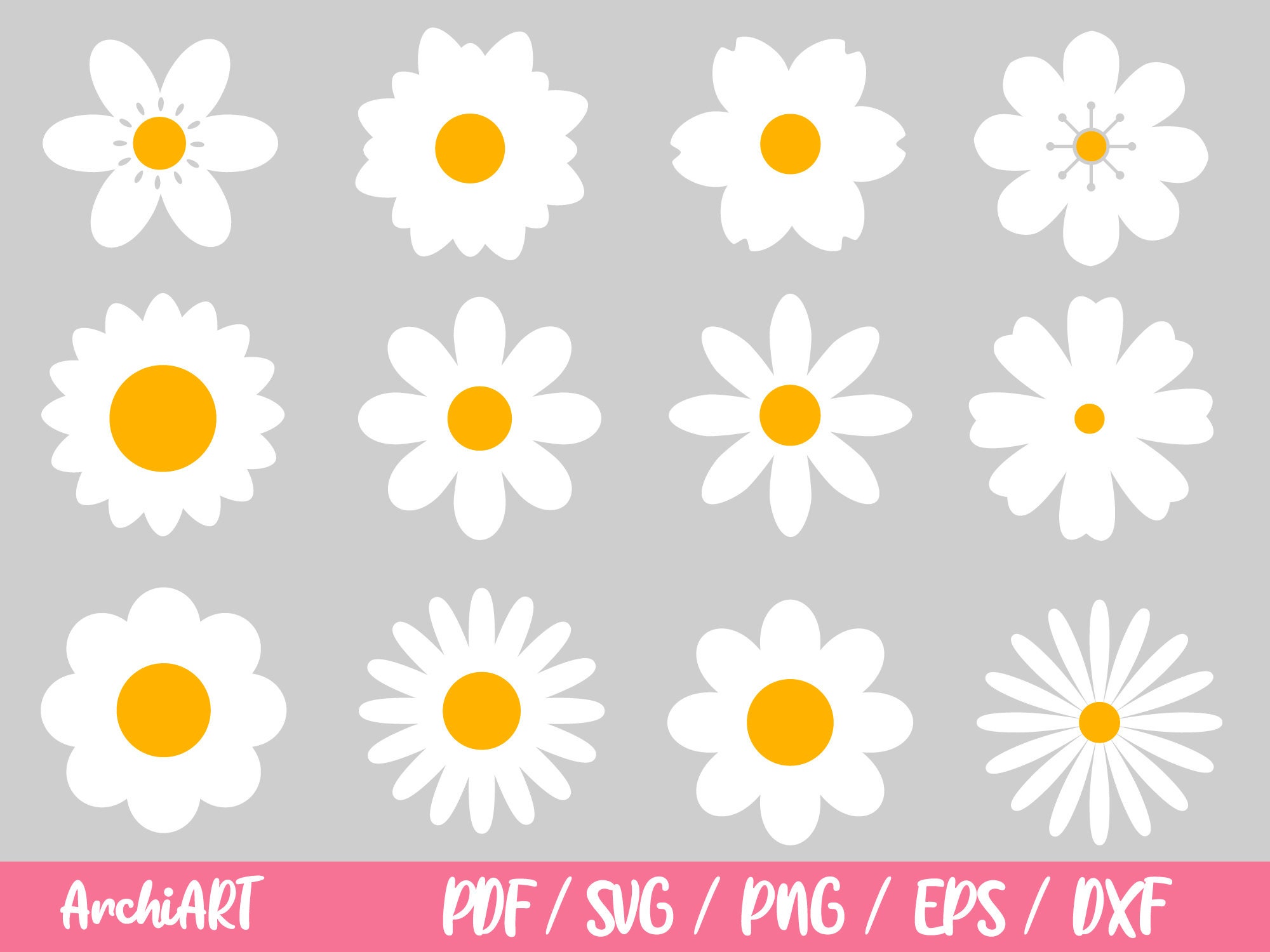 Clipart Daisy SVG PNG Flower Svg Bundle Daisy Cut Files for - Etsy