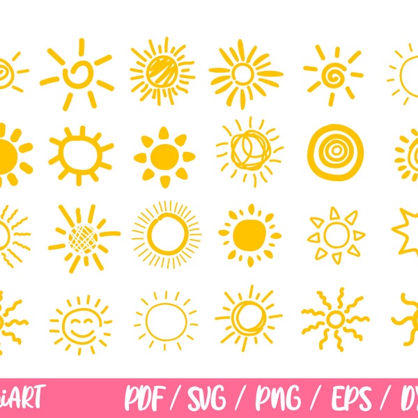 Summer Sun SVG Bundle, Sun vector and clipart files, cutting files - commercial use svg, Boho Sun SVG, Sunshine Cut File, Sunburst Clipart