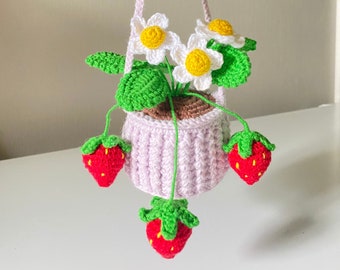 Erdbeer-Hängepflanze häkeln, Amigurumi Erdbeere