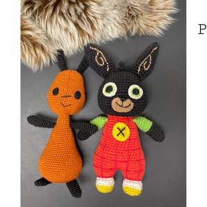 Bing Bunny and Flop amigurumi, crochet pattern in English