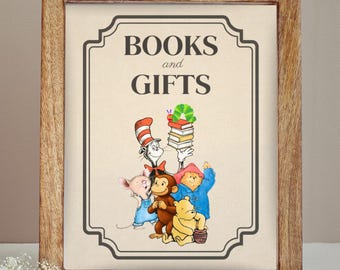 Storybook Party Sign – 8x10” Printable | Books & Gifts Sign | Classic Storybook Theme Baby Shower or Birthday | PDF + PNG Download