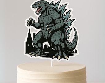 Godzilla Cake Topper Printable | Monster Birthday Centerpiece Cutout | PNG Digital Download | Party Decoration