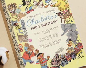 Vintage Storybook 1st Birthday Invitation (Digital File)